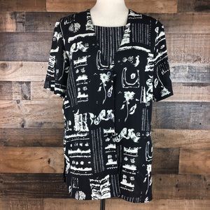 Alfred Dunner Black & White Print Top 10